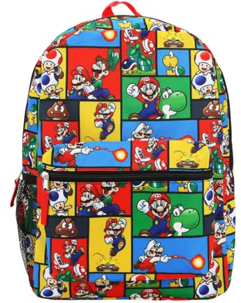 Bioworld Super Mario Brothers All-Over Print 18 Backpack