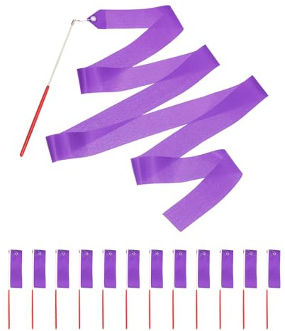 sourcing map 12 x lila Tanzbänder, Gymnastikband, Drehbänder für Geburtstagsparty, Luftschlangen, Dekoration, 1,8 m Zirkus, Karneval, Band mit Stäben