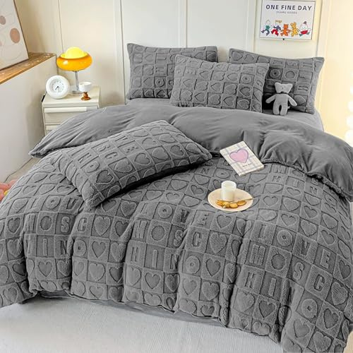 DALINA Edredón Invierno 240x260 cm, Nórdico Borreguito Suave y Reversible (Franela/Sherpa) con Almohada, Colcha Térmica para Cama, Microfibra de Poliéster