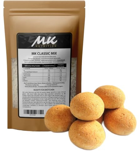 Keto Brötchen | 1,1g carbs - MK Classic Mix 600g für 18 Brötchen (1,1kg) Kohlenhydratarme Keto buns | 16 g Protein, 14g Faser | für Low Carb, z& Diabetiker