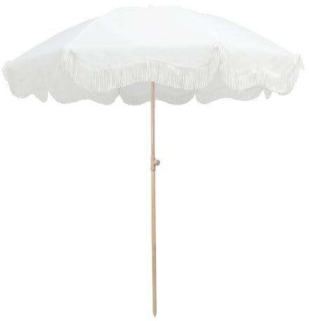 Sljovexity Parasol Extérieur Inclinable, Parasol Vintage À Franges, Parasol De Balcon Anti UV Et Vent Parasol De Jardin Exterieur Hauteur Réglable Parasol De Terrasse Ronde sans Base, pour Piscine