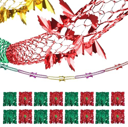 16 Pcs Christmas Ceiling Decorations,Christmas Foil Decorations Garland Festive Hanging Tinsel Swirl Ceiling Decorations for Birthday Wedding Xmas Holiday Party Supplies