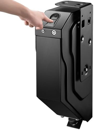 Biometric Fingerprint Safe Gun Box, Wall Cabinet Automatic Open Gun Box for Pistol, Desk Cabinet Strongbox Cash Gun Safes with Keypad Lock & 2 Keys, Quick Access for Travel, Jewelry, Home, Offices