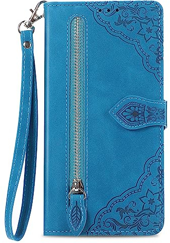 NEXCURIO Handyhülle für Google Pixel 9 / Pixel 9 Pro 5G Hülle Klappbar mit Kartenfäch Ständer Klapphülle Schutzhülle Leder Wallet Flip Case Cover Tasche Handytasche Stoßfeste - Blau