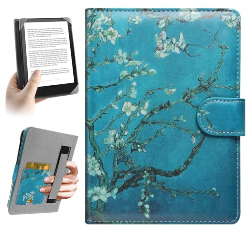 HoYiXi Funda Universal 6-6.8'' Pocketbook/Tolino/Sony E-Book Reade Compatible con 6.8 Kindle Paperwhite /6 Nuevo Kindle 2022 & 2019 / Kobo Clara HD/Kobo Clara 2E Estuche Cover Case, Flor