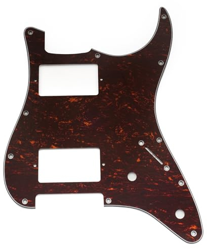 Musiclily Pro 11 Löcher ST HH Schlagbrett Pickguard 4-lagig Red Tortoise | 2 Bedeckter Humbucker 2 Potis Aussparungen, für Fender Squier Strat Style E-Gitarre