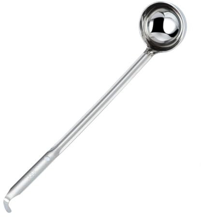 Generic Cucchiaio da minestra da cucina in acciaio inox, manico lungo, cucchiaio da zuppa per ramen, cucchiaio grande da portata, mestolo da salsa (30 CC) - Argento, 1 unità