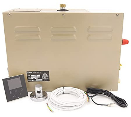 Generador de vapor para Sauna, 6kw Sistema de ducha de vapor de autodenador comercial Generador de baño de vapor con controlador táctil inteligente for calefacción de espacio adecuado,Máquina de vapo