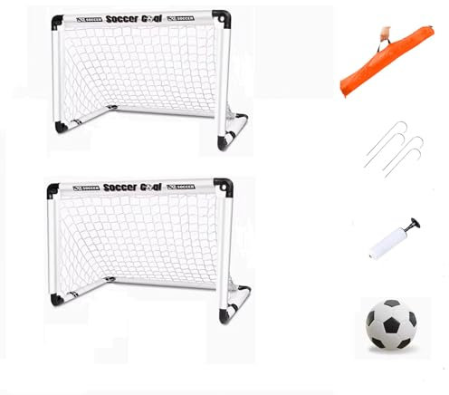 NEWFUN Fußballtor Garten, 90x60 cm Fussballtore für Garten Kinder, Zusammenklappbar und leicht zu Verstauen, für den Innen- und Außeneinsatz Geeignet - 2PCS