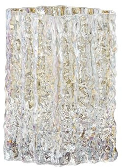 Nzzkoides Jarrón De Vidrio De Sala De Estar, Jarrón Transparente De Cristal De Moda, Diseño De Patrón De Textura De Glaciares De Superficie, Jarrón Decorativo para Flores, 21 Cm(Size:H 21CM,Color:C)