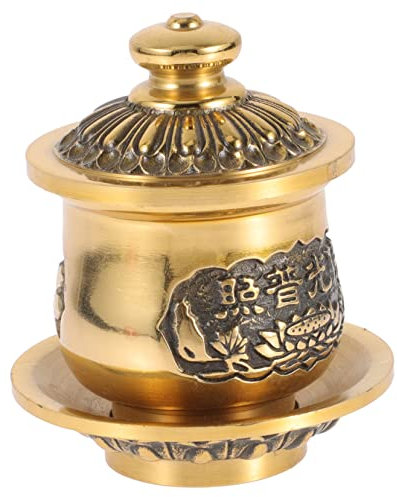 Alipis Tazza Per Offerte D'acqua Buddista Contenitore in Rame Con Tazza Per Acqua Decorazione Per Tempio Raccolta Regalo Per Meditazione