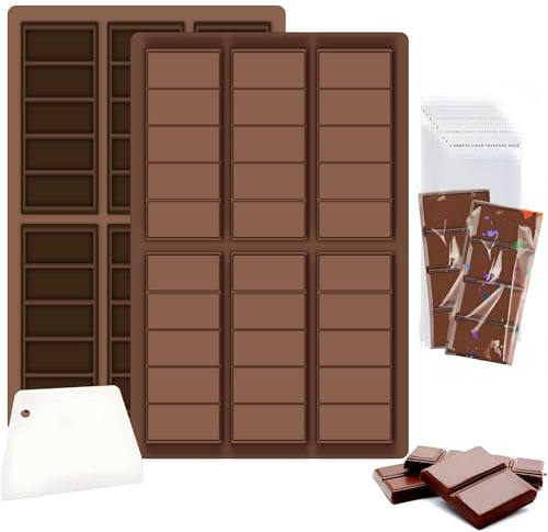 Moule Tablette Chocolat, 2 Pièces Moule Tablette Chocolat Dubai, moule silicone tablette de chocolat, pour la Fabrication de Chocolats, Gelées, Pâtisseries et Confiseries