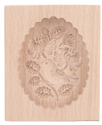 Qcwwy Bird Pattern Wooden Cookie Stamp Mold, Handcarved Baking Press Mould Kitchen Cooking Accessories Suitable for Pumpkin Pies Cookies Mooncakes Cakes