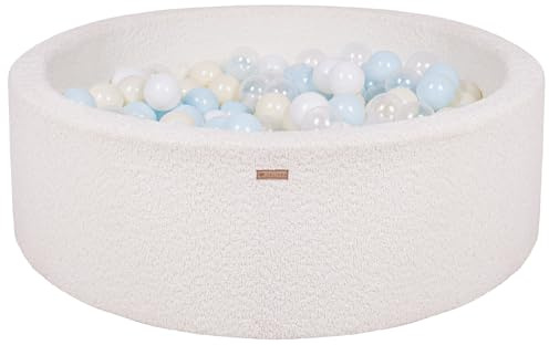 Velinda Piscina Infantil para niños de Bolas Pelotas 300 Piezas Boucle (Color de la Piscina/Las Bolas: Crema/Blanco, Transparente, Azul (Pastel), Amarillo ())