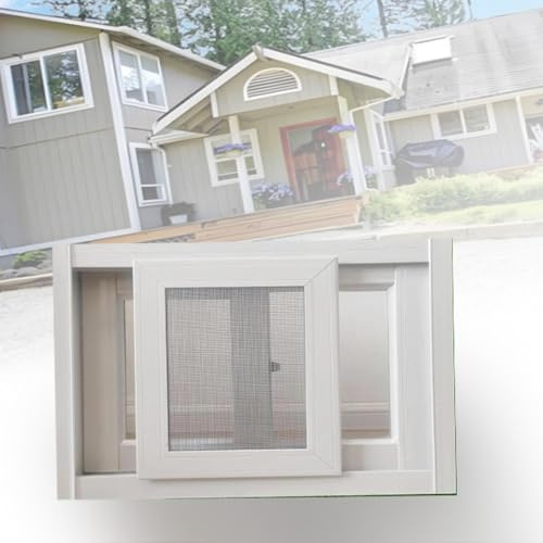 ZIUSFAC Fenetre Coulissante pour sous-Sol Fenêtres De Hangar 60×40cm 80×45cm Fenêtre Décorative De Ventilation pour Garage Maisonnette(White,(WxH) 80x45cm/32x18)