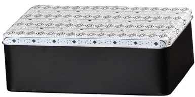 Lot de 2 Boîtes à Sucre en Métal 1,86 L – Rectangulaires Décor Noir & Blanc avec Couvercle à Charnières – Conservation Alimentaire – Boîtes Vintage Café, Sucre, Épices – Cuisine & Rangement
