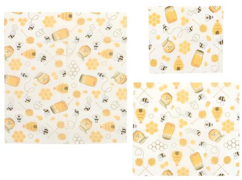 ZUNOXAZ Emballages Alimentaires Réutilisables la Cire D'abeille Naturelle, Tissu en Coton Solide, 3 Pièces, Conservation des Aliments Réfrigérateur Camping
