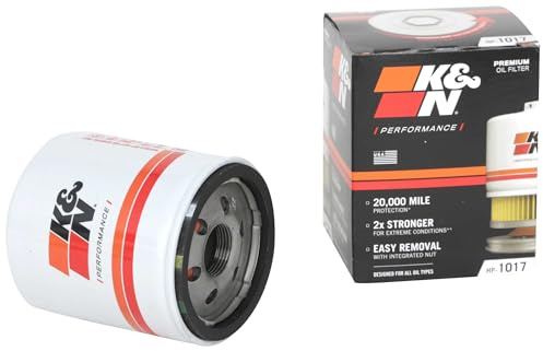 K&N Premium Oil Filter: 20,000 Mile Engine Protection with Wrench Off Nut: Compatible with Select 2006-2022 ALFA ROMEO/BUICK/CHEVROLET/DODGE Vehicle Models (See Description for Select Models),HP-1017