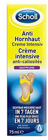 Scholl Anti-Hornhaut Creme Intensiv Creme gegen Hornhaut Feuchtigkeitscreme für Füße - wirksame Hornhautreduktion nach einer Anwendung - intensive Fußpflege - 75 ml