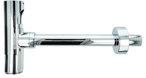tecuro DESIGN Flaschensiphon Rohrgeruchsverschluss mit Blende, Messing verchromt
