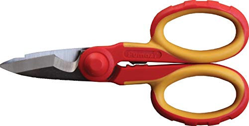 Fumasi 230846.0 Forbici Elettricista in Acciaio Vanadio con Lame Microdentate, Rosso/Giallo/Acciaio, 145 mm