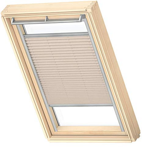 VELUX Original Dachfenster Plissee für MK06, Hellbeige, mit Grauer Führungsschiene