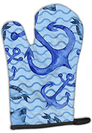 Caroline 's Treasures bb7534ovmt Beach Watercolor Verankert und Fisch verziert Ofenhandschuh, 30,5 x 21,6 cm Multicolor