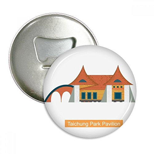Taiwan Attractions Taichung Park Pavilion Round Bottle Opener Refrigerator Magnet Badge Button 3pcs Gift