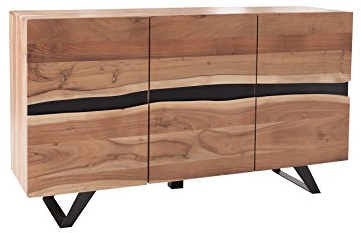 invicta INTERIOR Massives Sideboard Amazonas 150cm Akazie Baumkante Metall schwarz Massivholz Kommode Massivholzschrank Schrank Anrichte