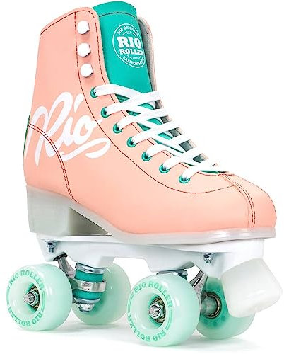 Rio Roller Script Retro Rollschuhe Disco Roller pfirsich peach/green, 38