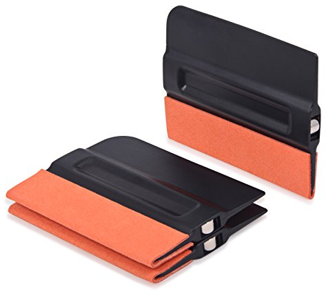 Winjun - Confezione da 3 adesivi in vinile per auto professionali, in feltro e pelle scamosciata, colore: nero