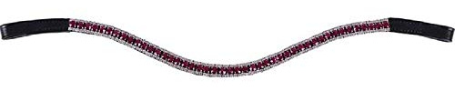 ARBO-INOX® - Stirnriemen - Leder - schwarz - mit farbigen Strasssteinen (Shetty, Fuchsia)