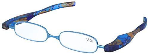 faltbare Lesebrille /-hilfe mit Muster - PODREADER FINE BLUME blau +2,00 dpt