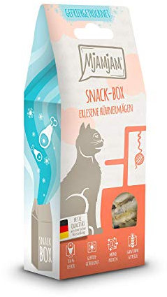 MjAMjAM - Premium Katzensnack - Snackbox - erlesene Hühnermägen, 1er Pack (1 x 35 g), naturbelassen ganz ohne synthetische Konservierungsstoffe