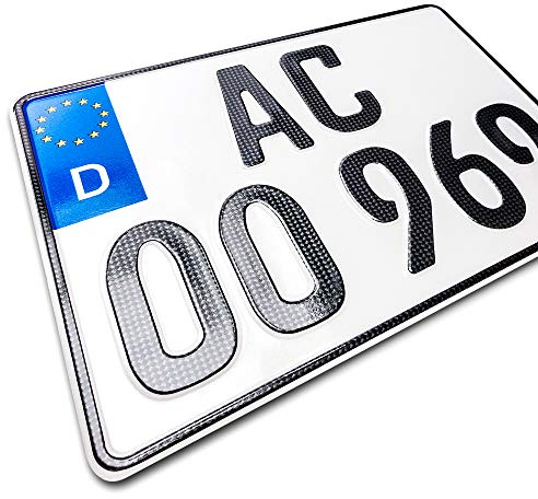 1 Carbon Kfz Kennzeichen | 280 x 200 mm | Motorrad & Roller | Nummernschild | DIN-zertifiziertes Wunschkennzeichen | Quad | Anhänger | SUV | Kraftrad | Motorrad-Kennzeichen | Motorrad-Schild