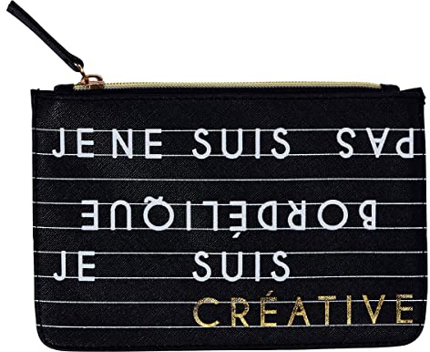 DRAEGER Paris - Petite Pochette à Zip Je ne suis Pas Bordélique - 20 x 13 cm - Noir- Pochette de Rangement, Trousse de Maquillage, Accessoire de beauté, Format Voyage, Idée Cadeau pour Femme