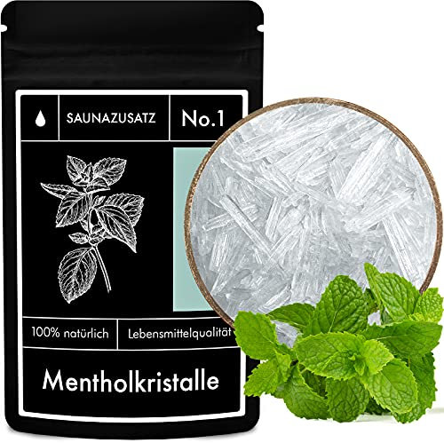tek.vital Mentholkristalle Sauna Zusatz No. 1 | Sauna Menthol Kristalle in Lebensmittelqualität | Sauna Salz zu 100% aus natürlicher japanischer Minze | 50g Saunakristalle für bis zu 30 Saunagänge