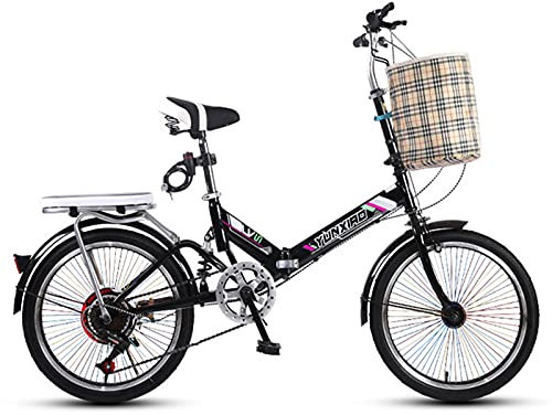 ZLYJ Adultos Bicicleta De Ciudad Plegable, Bicicleta Plegable Portátil Ultraligera, Bicicletas De Ciudad De Estilo Retro Bicicleta De Trekking Plegable Bicicleta Ligera, Excursión A,20 in