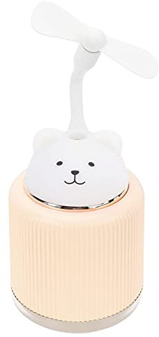 01 Mini humidificador, Interfaz de expansión USB Humidificador USB Apagado automático sin Agua con Cable USB Luz de Ventilador para automóvil para habitación de bebé para Oficina(Amarillo (Osito))
