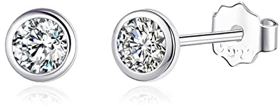 Kleine Ohrstecker Sterling Silber 925 Mini Zirkonia Ohrringe 3/4/5mm | Hypoallergen 925 Silber Ohrstecker für Damen Herren Mädchen,5A Zirkonia Ohrringe für Ohrläppchen
