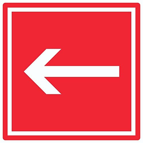 Richtungspfeil links Aufkleber Quadrat weiss rot Pfeil 50x50mm