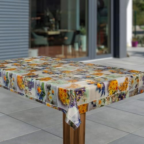laro Wachstuch-Tischdecke Abwaschbar Wachstischdecke PVC Plastik-Tischdecken Eckig Meterware Abwischbar, Muster:Narzisse Blumen gelb, Größe:80x120