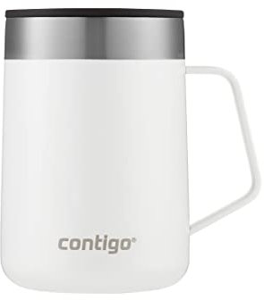 Contigo Streeterville Desk Mug, Tazza da caffè Isolata con Impugnatura in Acciaio Inox, Tazza Coffee To Go con Coperchio, Mantiene Caldi caffè e tè Fino a 5 Ore, Ottimale per Ufficio e Casa, 410 ml