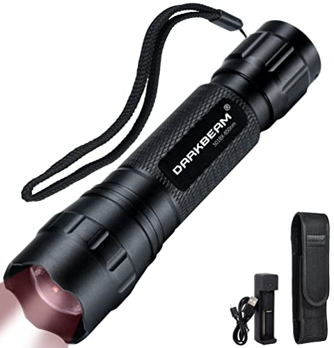 DARKBEAM Infraröd ficklampa 850 Nm, IR-arbetslampa för mörkerseende | osynlig infraröd uppladdningsbar LED-lampa med lång räckvidd, kraftfull med zoom för jakt, observation