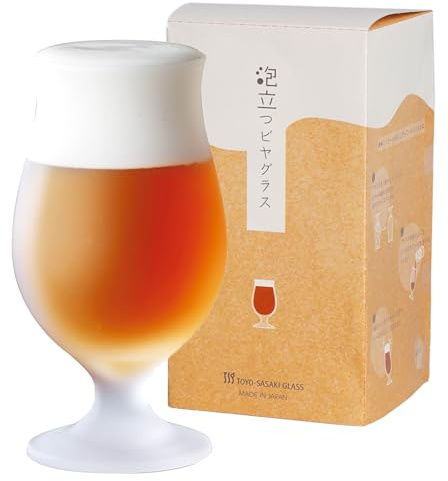 Toyo Sasaki Glass 36311-600-JAN-P Father's Day Foaming Beer Stem Glass, Made in Japan, Dishwasher Safe, Clear Frosted, 14.2 fl oz (420 ml)