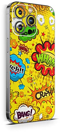 Skins4u Schutzfolie Skin Cover Skins Design Folie Kratzerschutz kompatibel mit iPhone 14 Comics gelb