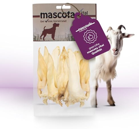 mascota vital - Getrocknete Ziegenohren für Hunde – 100% Natürlicher Kausnack, Schonend Getrocknet, Ohne Zusatzstoffe, Fördert Zahngesundheit & Langanhaltenden Kauspaß