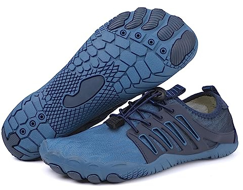 AONETIGER Chaussures Aquatiques Homme Femme Chaussures d'eau Léger Respirant Chaussures Pieds Nus Séchage Rapide Antidérapant Surf Chaussures de Nager Plongée(818 Bleu,38EU)