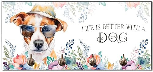 Cadouri Design-Hundegarderobe mit Jack Russell Terrier - Leinenhalterung für Halsband, Leine & Geschirr - originelles Geschenk für Hundebesitzer - handgefertigt
