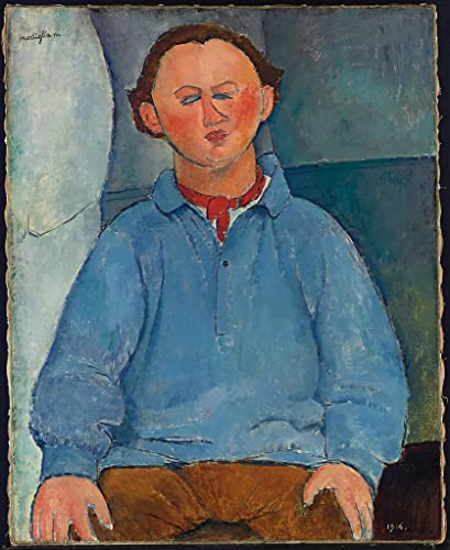 MSTECO Arte de la Pared Poster Cuadros en Lienzo Pintura clásica Retrato del escultor Oscar Miestchaninoff de Amedeo Modigliani para decoración de oficina 60x90cm